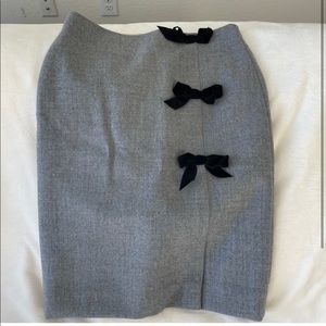 Jcrew Grey wool pencil skirt with bow detail
